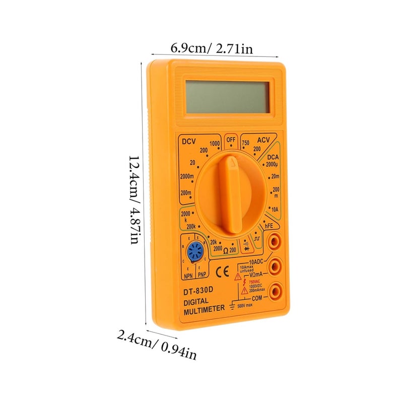 PRETYZOOM Multitester Electronic Tester Voltage Alternative Digital LCD Display Overload Protection Diode Continuity Test Leads Compact Portable - Image 2