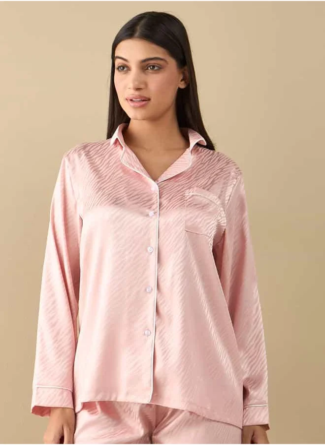 سبلاش فيڤ All-Over Animal Print Long Sleeve Shirt and Elastciated Pyjama Set