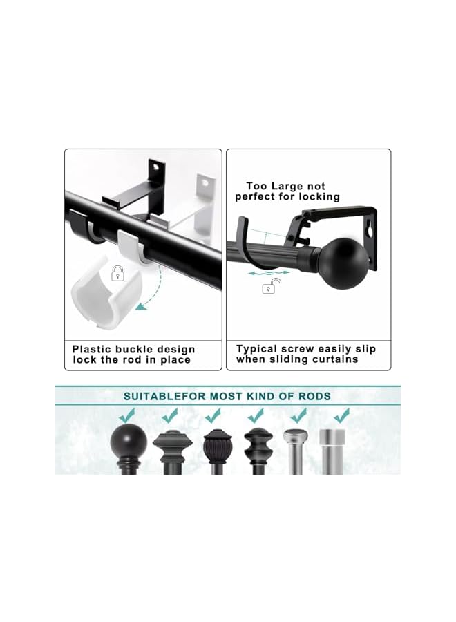 erorex Curtain Rod Bracket, White Curtain Rod Holders Heavy Duty Curtain Rod Hooks for Wall, 2 Pack Curtain Rod Hangers Supports Hardware for 1 Inch to 1 1/4 Inch Curtain Rods, Easy to Install - Image 4