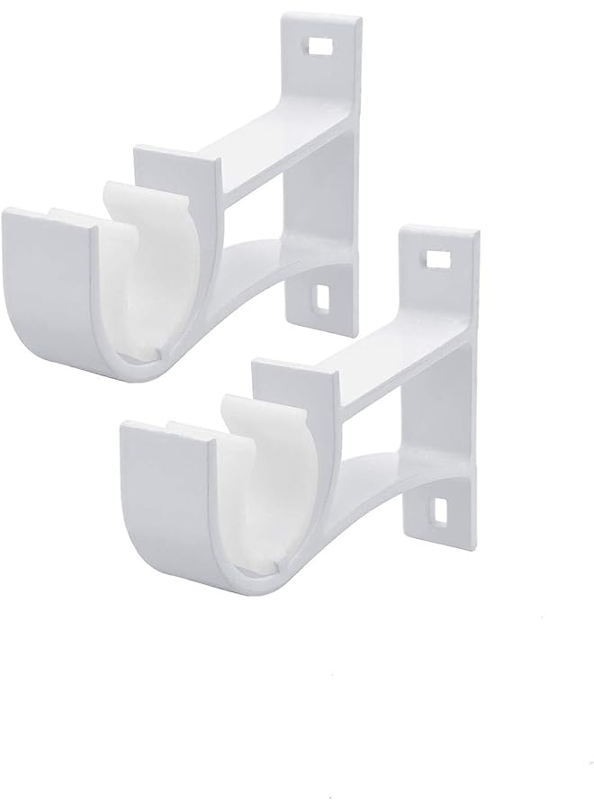 erorex Curtain Rod Bracket, White Curtain Rod Holders Heavy Duty Curtain Rod Hooks for Wall, 2 Pack Curtain Rod Hangers Supports Hardware for 1 Inch to 1 1/4 Inch Curtain Rods, Easy to Install - Image 1