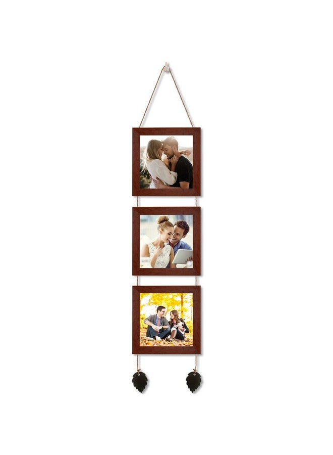 Art Street Photo Frame For Wall Set Wall Hanging Picture, Photo Frame For Home and Office Decoration (Set of 3, 5x5 Inch - Brown) - Image 1