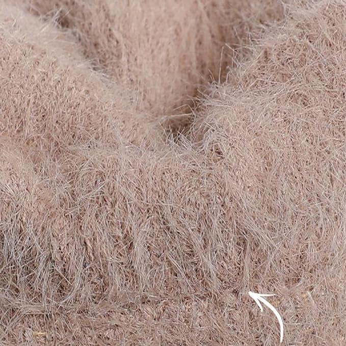 THE DDS STORE Winter Gloves Knitted Gloves Winter Warm Thick Touch Screen Fur Gloves Solid Mittens for Mobile Phone Tablet Pad Women's Cashmere Wool Glove Warm Gloves (Khaki, Free) - Image 5