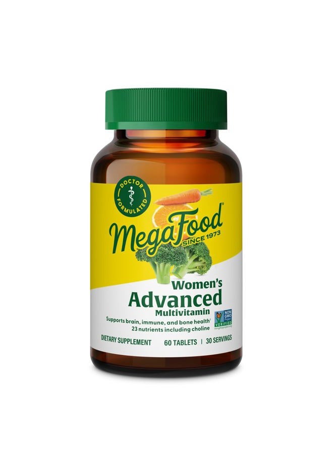 MegaFood ميغا فود فيتامينات متعددة للنساء - مكمل فيتامينات مع الحديد، البيوتين، الزنك، وفيتامينات C، D3، B12، E، وأكثر - خالي من الغلوتين، نباتي وصنع بدون منتجات الألبان وفول الصويا - 60 قرص (30 حصة) - Image 1