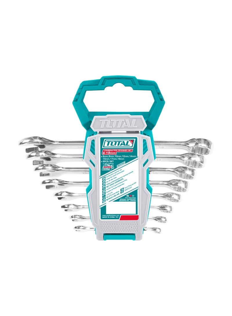 TOTAL 8-Piece Metric Combination Spanner Wrench Set (6mm-19mm) - Fine Polished Chrome Vanadium Steel Wrench Kit - THT102286-I - Image 1