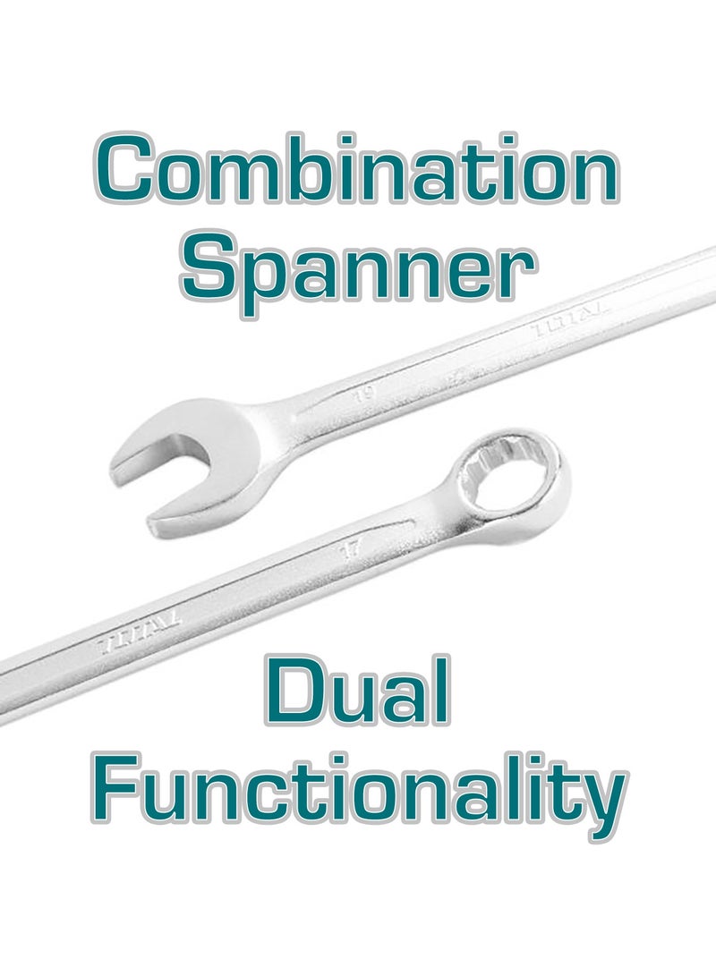 TOTAL 8-Piece Metric Combination Spanner Wrench Set (6mm-19mm) - Fine Polished Chrome Vanadium Steel Wrench Kit - THT102286-I - Image 4