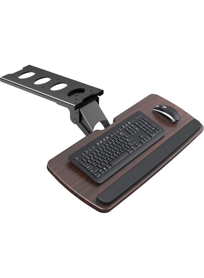 HUANUO Keyboard Tray Under Desk，360 Adjustable Ergonomic Sliding Keyboard & Mouse Tray, 25" W x 9.8" D, Brown - Image 1