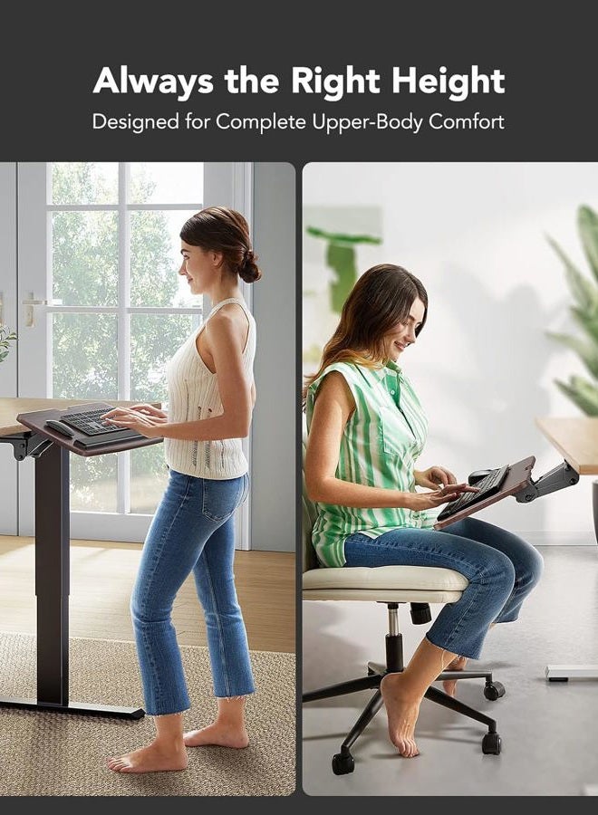 HUANUO Keyboard Tray Under Desk，360 Adjustable Ergonomic Sliding Keyboard & Mouse Tray, 25" W x 9.8" D, Brown - Image 4