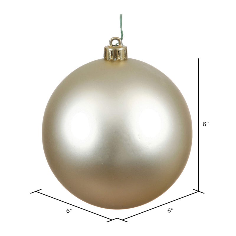 Vickerman 6"" Champagne Matte Ball Ornament - 4 Ornaments per Bag - Shatterproof Plastic - Reliable and Durable Hanging - Matte Finish Ornaments - Unique Ornaments - Image 5