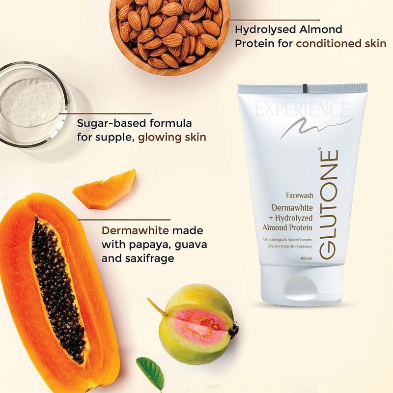 GLUTONE غسول وجه غلوتون توهج إشراقة غسول وجه مع مستخلصات الفواكه بروتين اللوز المهدرج الغني تركيبة قائمة على السكر 100 مل عبوة من 3 - Image 4