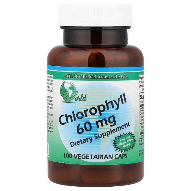 World Organic Chlorophyll 60 mg 100 Vegetarian Caps - Image 1