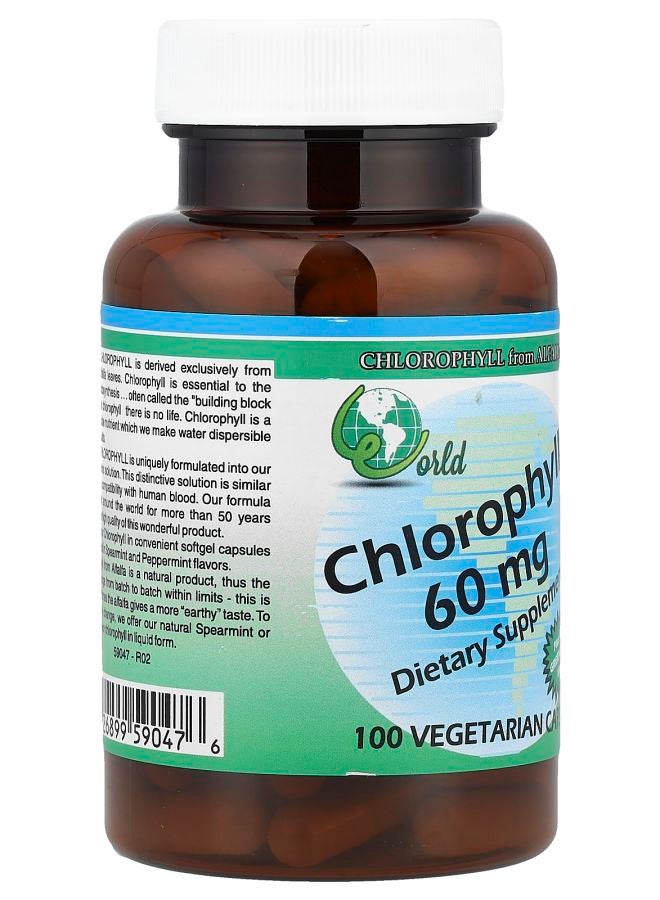 World Organic Chlorophyll 60 mg 100 Vegetarian Caps - Image 2