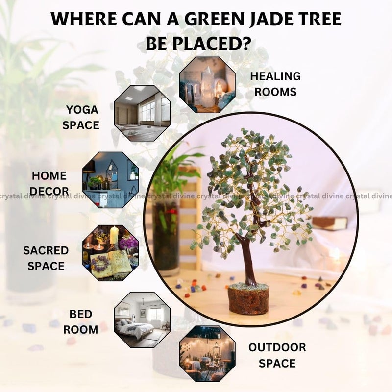 Crystal Divine Green Jade Crystal Tree Handmade Home Decor Items Crystal Bonsai Tree Showpiece for Home Decor Vastu Gift Items for Home Decoration Hall Decoration Items Healing Crystals Tree Gifts - Image 4