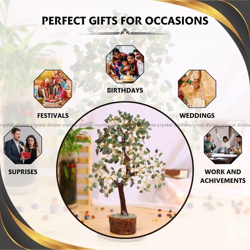 Crystal Divine Green Jade Crystal Tree Handmade Home Decor Items Crystal Bonsai Tree Showpiece for Home Decor Vastu Gift Items for Home Decoration Hall Decoration Items Healing Crystals Tree Gifts - Image 3