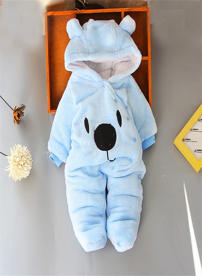 Loquat Squality Baby Thick Hooded Jumpsuit Light Blue  - Image 1