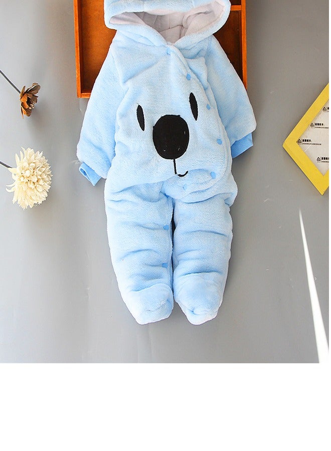 Loquat Squality Baby Thick Hooded Jumpsuit Light Blue  - Image 2