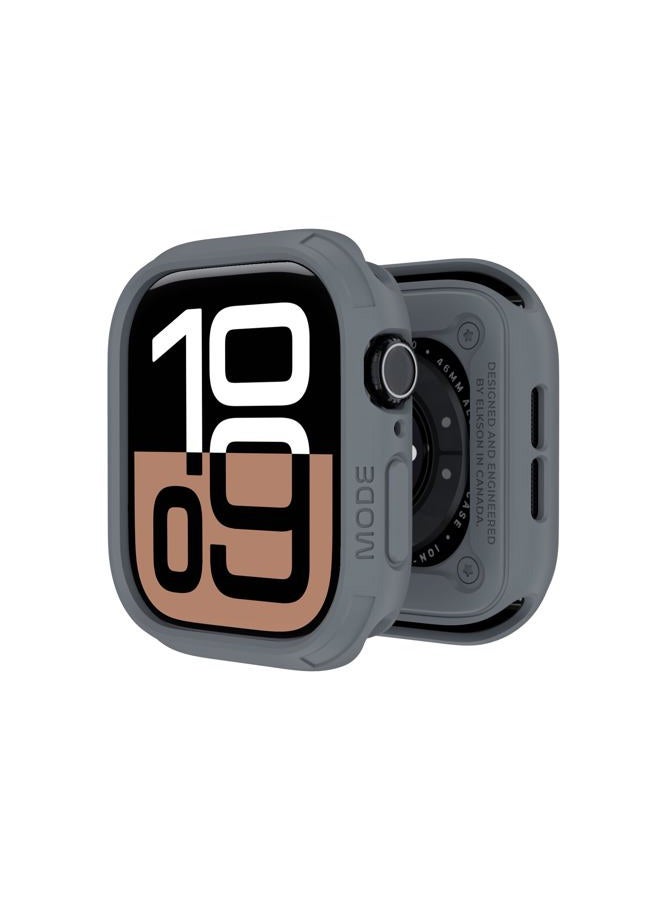 elkson Compatible with Apple Watch 46mm Bumper Case, Quattro Series Rugged Case for Apple Watch and iWatch Series 10 X, Military Grade Durable Protective Cover, Flexible Shock Proof, Grey - Image 1
