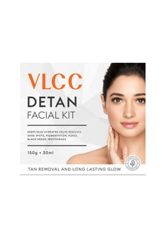 VLCC De-Tan Facial Kit - 180g (150g+30ml) | For Tan Removal | Hydrates, Helps Removes Dark Spots, Pigmentation, Pores, Blackheads & Whiteheads | With SPF 15+ Moisturizer  - Image 1