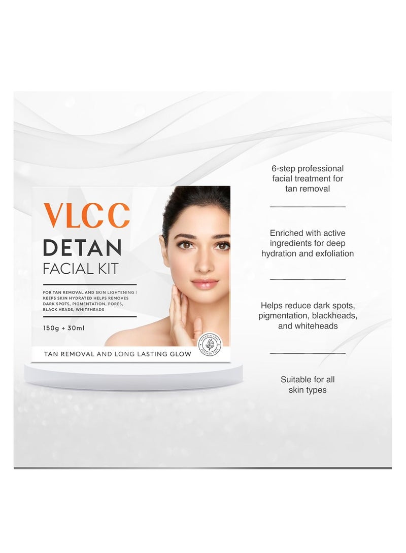 VLCC De-Tan Facial Kit - 180g (150g+30ml) | For Tan Removal | Hydrates, Helps Removes Dark Spots, Pigmentation, Pores, Blackheads & Whiteheads | With SPF 15+ Moisturizer - Image 3