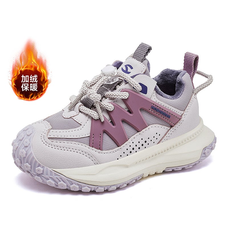 Habixiong Two Cotton Boys Sneaker Winter Girls Plus Velvet Lining Outdoor Durian Sole Casual Shoes - Image 1