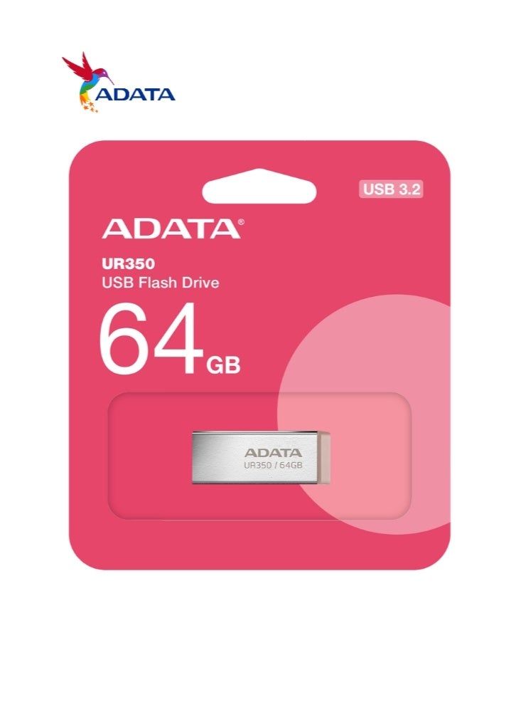 ADATA UR350 64GB USB 3.2 (USB 5Gbps) Flash Drive | Metal | Ultrafast Data Transfer and Lightweight | Brown - Image 2