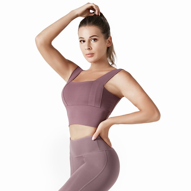 Yoga Bra Women'S Sports Underwear Short-Sleeved Moisture-Wicking Running Fitness Suit Trousers High-Strength Shockproof Vest Set - Image 4