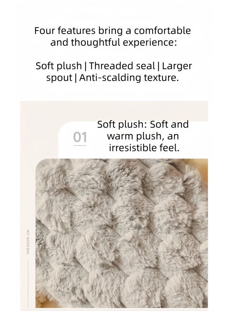 قربة ماء ساخن بغطاء ناعم ومتين، سعة 500 مل، خالية من مادة BPA، لتخفيف آلام الدورة الشهرية، كمادات ساخنة وعلاج بارد، لتخفيف آلام الظهر والرقبة وآلام الدورة الشهرية، غطاء مانع للتسرب، جراب يد طويل ودافئ من القطيفة، قابل لإعادة الاستخدام للنساء والفتيات، قربة ماء ساخن محمولة للمكتب والمنزل والسرير - Image 5