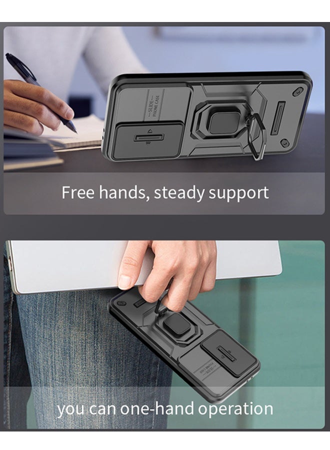 X-level Magnetic Phone Case vivo v50 AI 5G Lens Sliding Window Magnetic Bracket 2 in 1 [PC+TPU] Kickstand  Case Cover Protector with Camera Len Protection Anti-Scratch Shockproof Anti-Fingerprints Back Cover with 360 Car Mount Magnetic Ring Holder Case Protector - Image 2