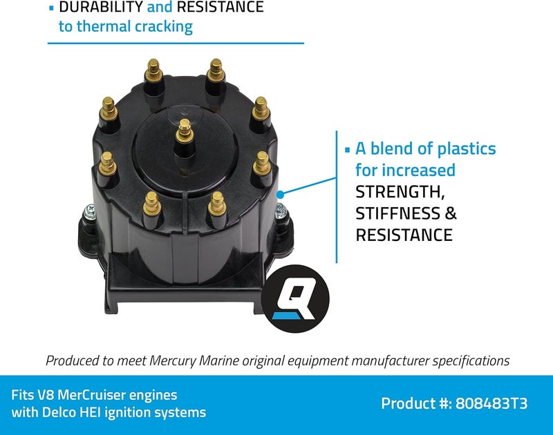 Quicksilver 808483T3 Distributor Cap Kit for Marinized V-8 Engines - Image 2