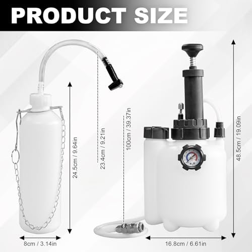 HCDDQP 3L Brake Bleeder Kit with Universal Adapter, Manual Brake Bleeder Vacuum Pump Kit with 1L Brake Bleeder Bottle and 4 Master Cylinder Adapters, Brake Bleeding Kit Suitable for Most Vehicles - Image 2