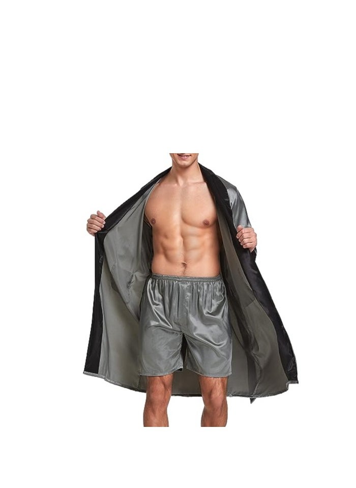 Generic Men's satin robe and shorts set  - Image 3