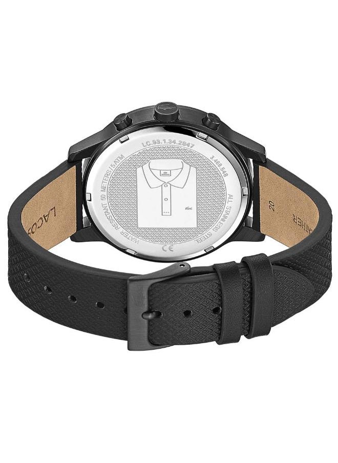 Lacoste 12.12 Black Leather Men's Multi-function Watch - 2010997