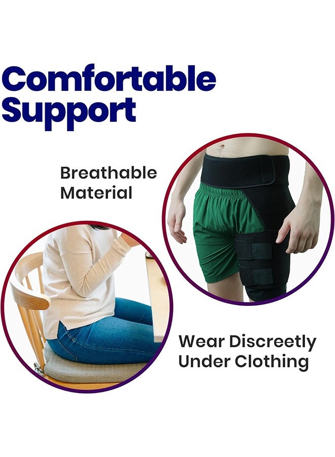 JS Hip Brace Thigh Compression Sleeve | Hip Sciatica Pain Relief Device Brace | Hamstring & Groin Compression Sleeve Wrap for Sciatic Nerve Relief | Hip Support Brace for Women & Men (Lined Red) - Image 5