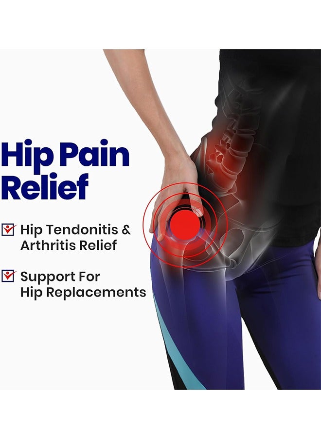 JS Hip Brace Thigh Compression Sleeve | Hip Sciatica Pain Relief Device Brace | Hamstring & Groin Compression Sleeve Wrap for Sciatic Nerve Relief | Hip Support Brace for Women & Men (Lined Red) - Image 4