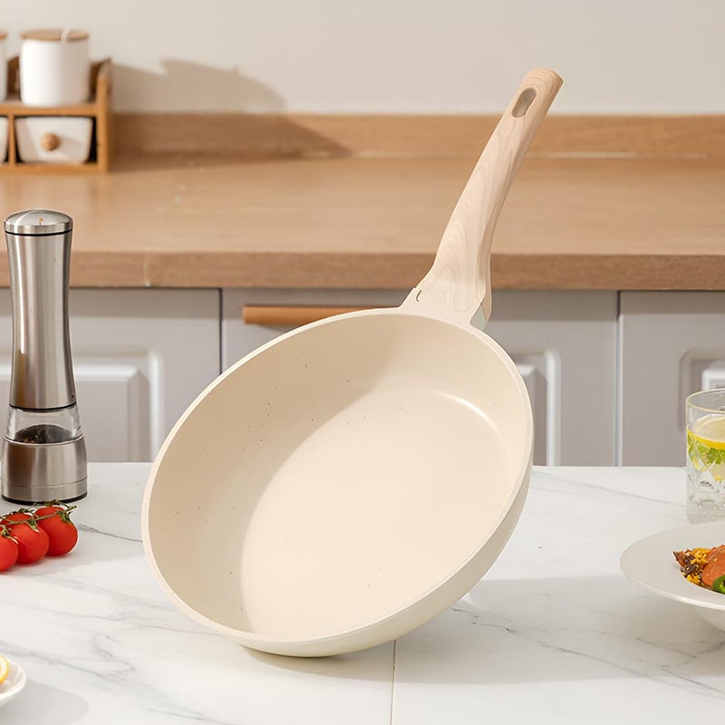 Home Essentials Maifan Stone Non-Stick Frying Pan with Lid 28CM, 3L | 5-Layer Non-Stick Coating | Induction Base | Dishwasher Safe | Medical Stone Cookware | Ideal for Eggs, Stir-Fries & More - Image 1
