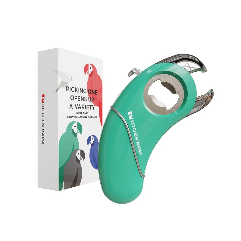 Kitchen Mama Epic One Multifunction Opener Magnetic Bottle Opener Beer Soda Opener Effortless Jar Lid Opener for Seniors and Elderly with weak Hands and Arthritis Essential Kitchen Gadget Teal