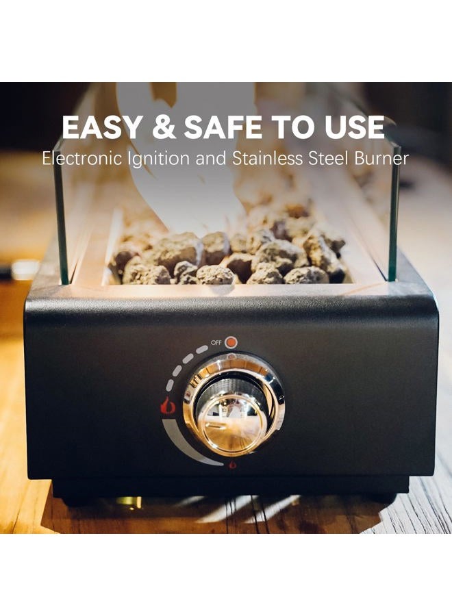 ONLYFIRE OUTDOOR LIVING مدفأة غاز بروبان 28 بوصة مثبتة في الأسفل للطاولة مع فتحة للمظلة، مدفأة غاز محمولة بدون دخان مع درع زجاجي للحديقة والفناء والتخييم في RV، #FP044 - Image 3