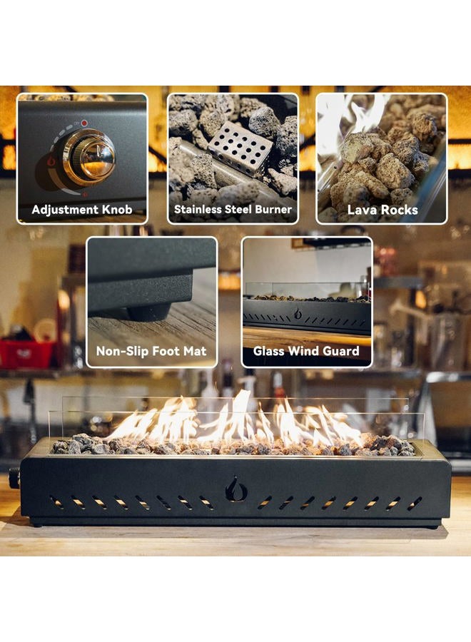ONLYFIRE OUTDOOR LIVING مدفأة غاز بروبان 28 بوصة مثبتة في الأسفل للطاولة مع فتحة للمظلة، مدفأة غاز محمولة بدون دخان مع درع زجاجي للحديقة والفناء والتخييم في RV، #FP044 - Image 4