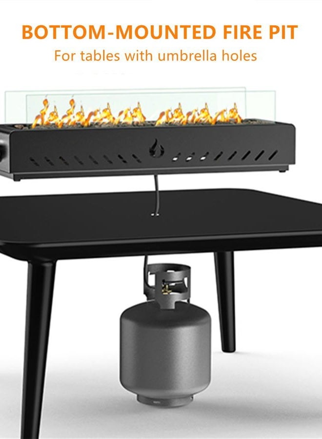 ONLYFIRE OUTDOOR LIVING مدفأة غاز بروبان 28 بوصة مثبتة في الأسفل للطاولة مع فتحة للمظلة، مدفأة غاز محمولة بدون دخان مع درع زجاجي للحديقة والفناء والتخييم في RV، #FP044 - Image 5