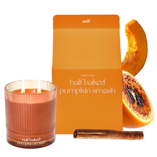 Snif Half Baked Pumpkin Smash Scented Candle by Snif, Festive Fall Candle, 50+ Hours, 100% Cotton Fiber Wicks, Soy Wax Blend, Non-Toxic, Vegan, 8.5oz - Image 1