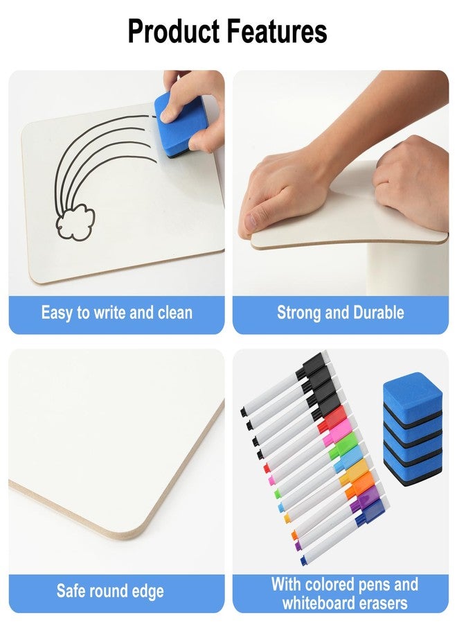 LTAXAF 12 Pack Dry Erase Boards, 5"x7" Double Sided Easel Small Whiteboards with Lines for Kids, Students, Education Teacher Classroom, Mini Portable Drawing Learning White Boards with 12 Makers, 12 Erasers - Image 2