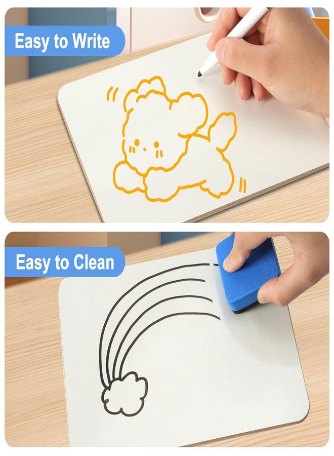 LTAXAF 12 Pack Dry Erase Boards, 5"x7" Double Sided Easel Small Whiteboards with Lines for Kids, Students, Education Teacher Classroom, Mini Portable Drawing Learning White Boards with 12 Makers, 12 Erasers - Image 3