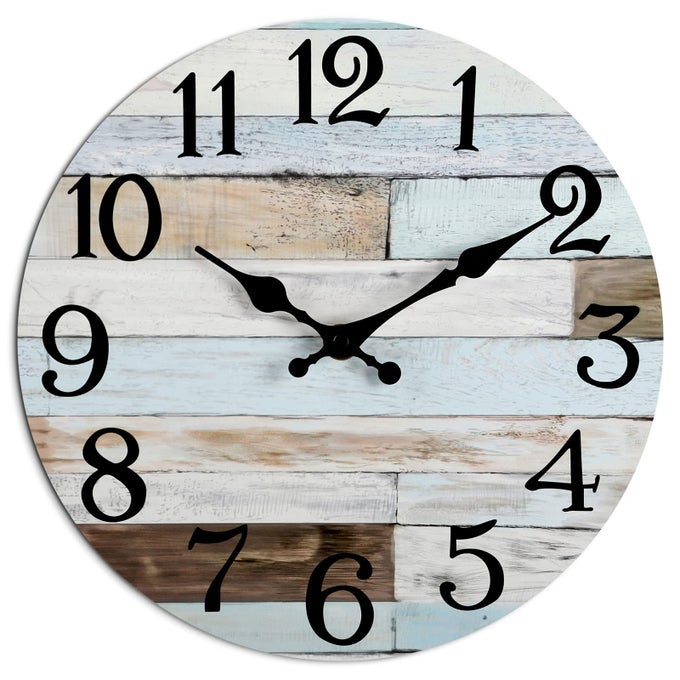 WALL CLOCK BATTERY OPERATED 10 INCH SILENT NONTICKING COASTAL COUNTRY STYLE DECORATIVE FOR LIVING ROOM KITCHEN HOMEBATHROOM BEDROOM LAUNDRY ROOM