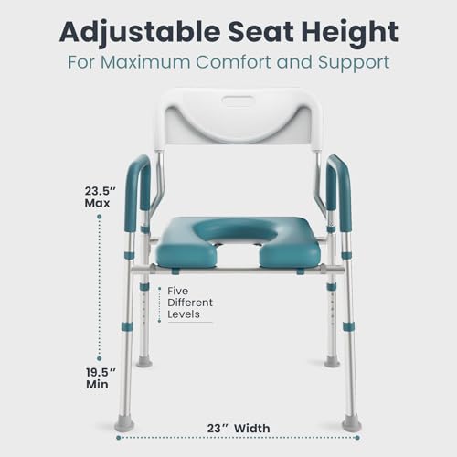PELEGON Raised Toilet Seat with Handles (400lb) - Adjustable 3 in 1 Commode Chair for Toilet with Arms, Toilet Riser with Handles, Bedside Commode Chair, Handicap Toilet Seat for Elderly (Teal) - Image 4