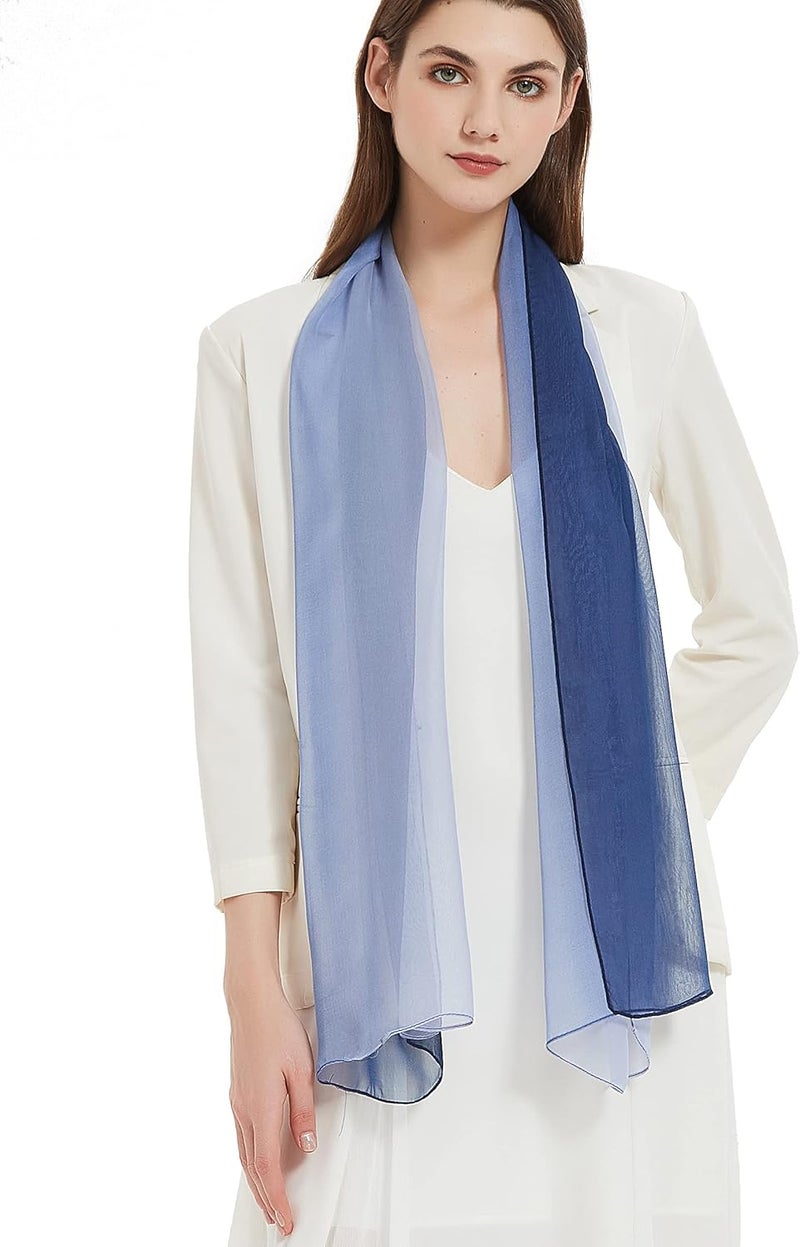 PANTONIGHT Long Chiffon Sheer Scarf Gradient Shaded Colors Lightweight Scarf For Womens - Image 1