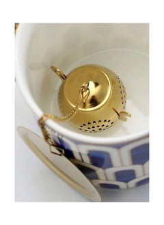 Kutis Teapot Shape Tea Strainer Locking Spice Tea Strainer Stainless Steel  Golden  - Image 2
