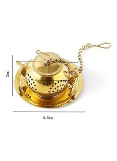 Kutis Teapot Shape Tea Strainer Locking Spice Tea Strainer Stainless Steel  Golden  - Image 4
