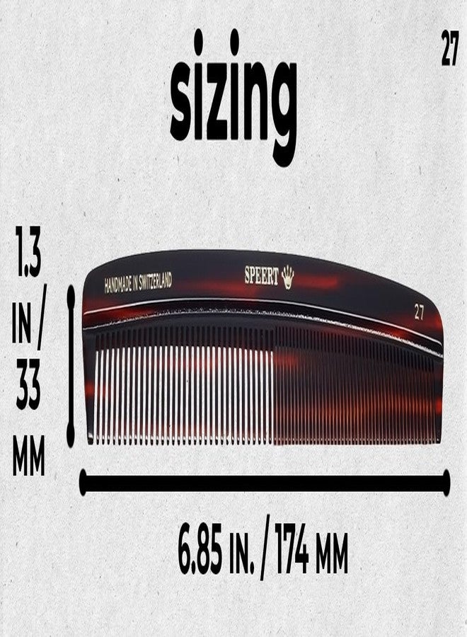 Speert #27-O Handmade Wide Narrow Tooth Comb Tortoise Havana Acetate Thick Coarse Curly Thin Fine Straight Hair Detangling Parting Grooming Teasing Hair Styling Hairdresser Barber Hairdressing Wet Dry - Image 3