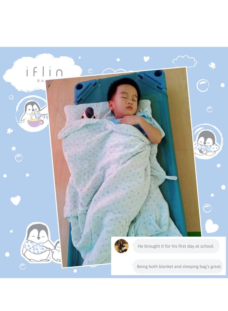 Iflin Baby My Sweet Dreams Bamboo Sleeping Bag (with Baby Pillow) - Playful Stripes  - Image 5