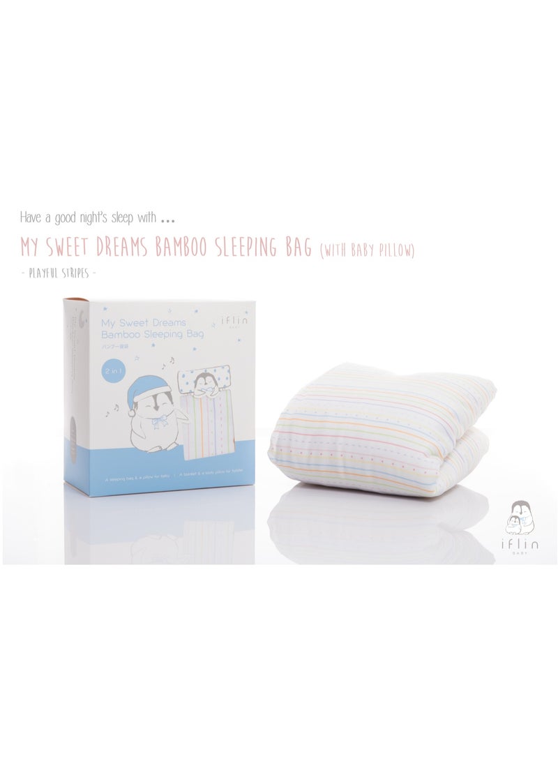 Iflin Baby My Sweet Dreams Bamboo Sleeping Bag (with Baby Pillow) - Playful Stripes  - Image 1