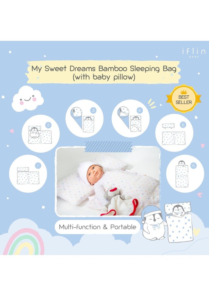 Iflin Baby My Sweet Dreams Bamboo Sleeping Bag (with Baby Pillow) - Playful Stripes  - Image 2